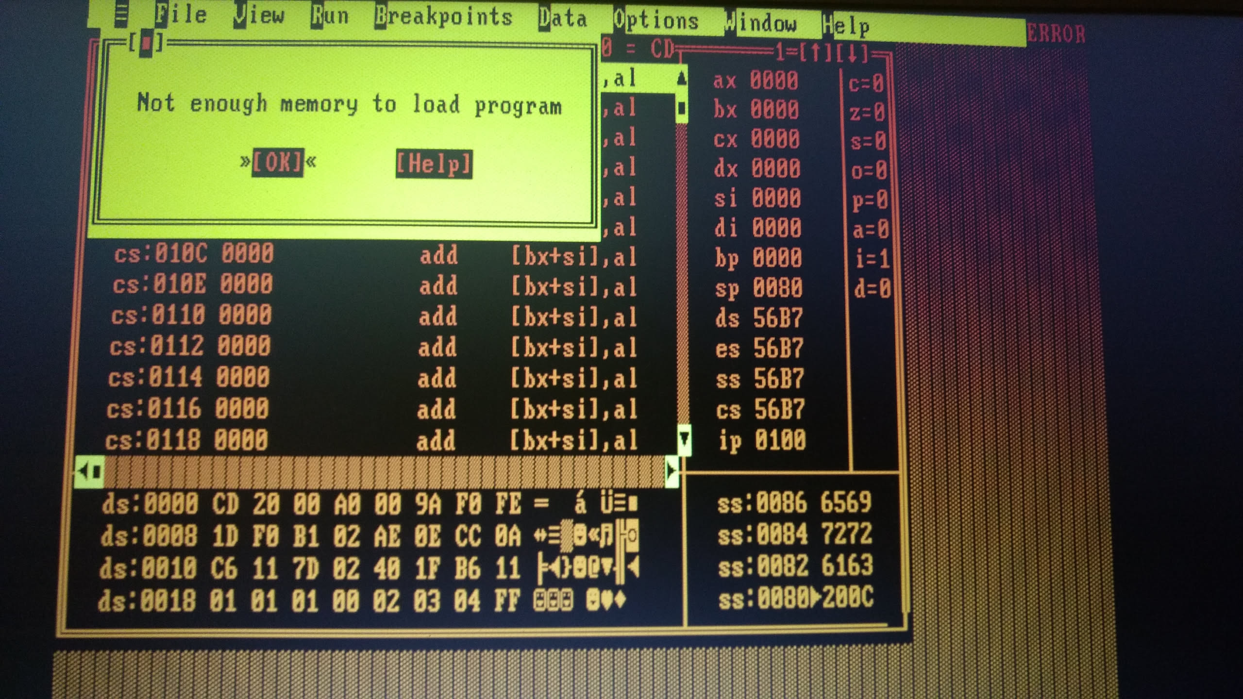 Turbo Debugger - Not Enough Memory